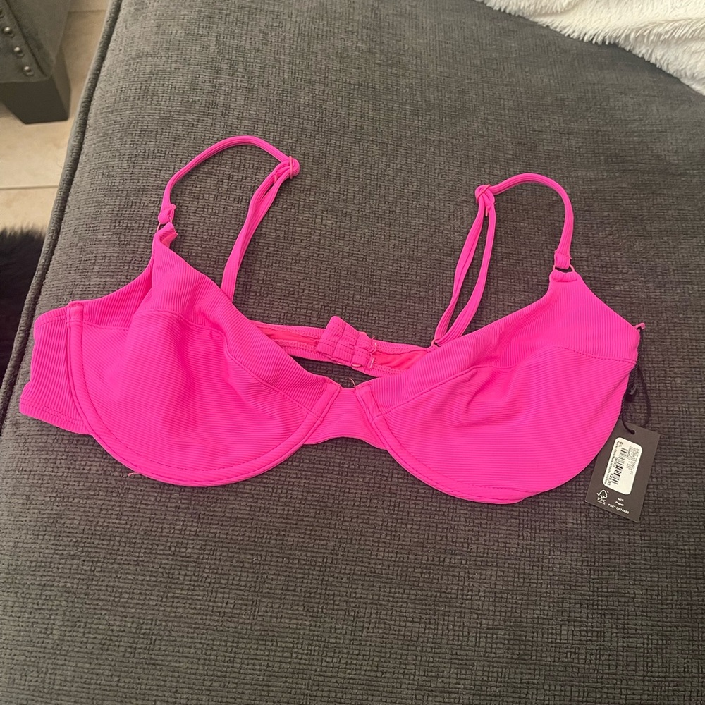 NWT Garage Hot Pink Underwire Bikini Top Size L